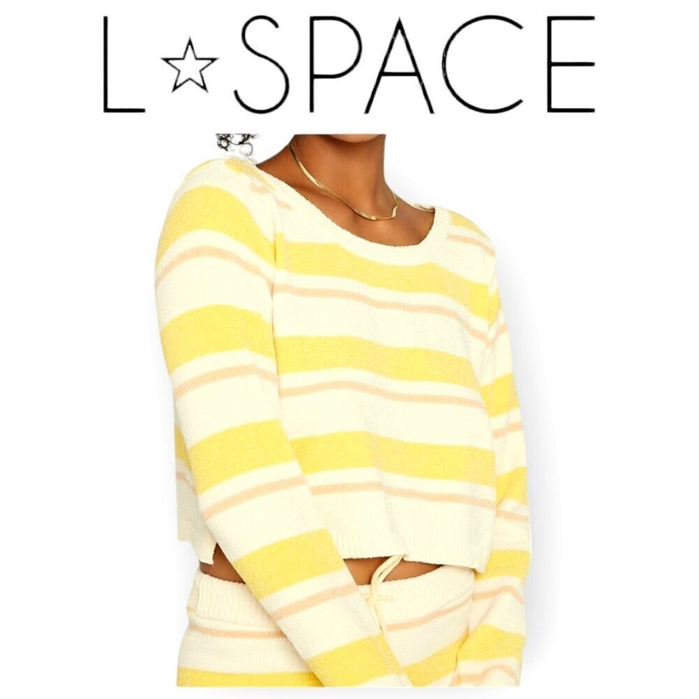 L*SPACE Sun Seeker Colorblock Sweater XS Yellow White Lightweight Pullover Knit